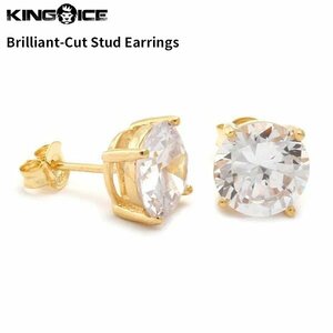 【トップの幅 8mm】King Ice キングアイス ブリリアントカット スタッド ピアス ゴールド Brilliant-Cut Stud Earrings イヤリング メンズ
