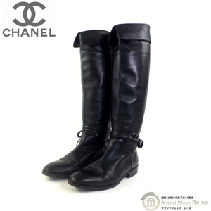 シャネル （CHANEL） レザー ロングブーツ ヴィンテージ シューズ 靴 #36 1/2 ブラック（中古）