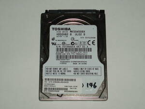 中古2.5SATA2 HDD　TOSHIBA MK5065GSX 500GB　No146