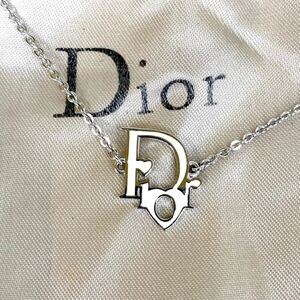 1円〜 【送料無料】 美品 Christian Dior クリスチャンディオール ディオール ネックレス ロゴ ハート アクセサリー ペンダント シルバー