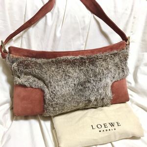 希少モデル LOEWE ロエベ　ラビットファー　ラパン　スエード　ワンショルダー ショルダーバッグ ハンドバッグ