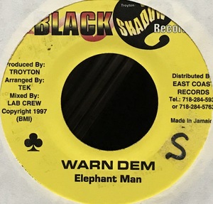 [ 7 / レコード ] Elephant Man / Warn Dem ( Reggae / Dancehall ) Black Shadow Records ダンスホール レゲエ 