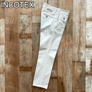 【美品】INCOTEX SLACKS インコテックス ヴィンテージ加工 テーパード コットン スラックス パンツ 29 ライトベージュ BEAMSF取扱