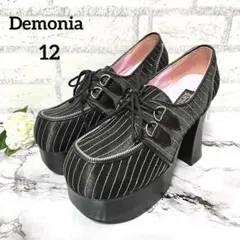 【Demonia】デモニア 厚底チャンキーヒール♡ブラックストライプ サイズ12