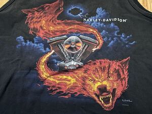 1995s USA製 Harley Davidson Tank Top ハーレーダビッドソン タンクトップ Vintage ヴィンテージ V2ファイヤー サンダー Tシャツ 90s
