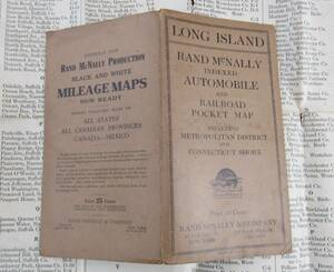 D98,アメリカ古地図、推定1930年以前、Long island、自動車鉄道路線図、NEW YORK,NEW JERSEY,横1m以上の細密地図、POCET MAP,M’cNALLｙ