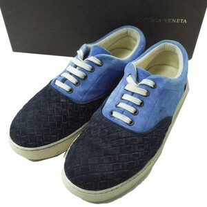 BOTTEGA VENETA ボッテガヴェネタ イントレチャート スエードローカットスニーカー ?356617 VFC05 3960 40(25cm) BLUE/NAVY g12243