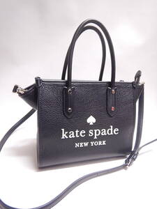 極美品■kate spade ケイトスペード レザー 2WAY ハンドバッグ トート ショルダーバッグ 斜め掛けかばん ブラック系■