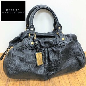 マークバイマークジェイコブ/ハンドバッグ/レザー/ブラック/workware/チャーム付き/シンプルデザイン/marc by marc jacobs/レディース