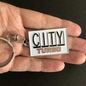 HONDA CITY TURBO PR LOGO　key ring key holder parts emblem Goods Japanese　vintage　sportscar　キーホルダー　ホンダ　シティ