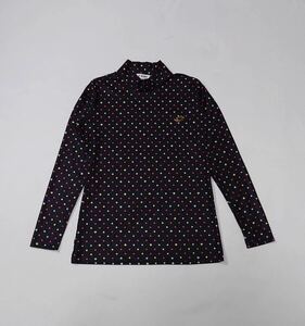 (未使用 レディース) Lotto ロット // 長袖 ドット柄 コンプレッション インナー Tシャツ (黒) サイズ L