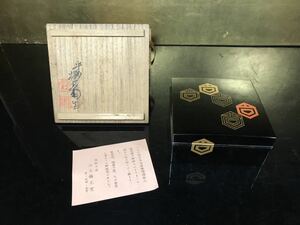 平安 三止楊光堂造 蒔絵梨地小箱 寶石箱 釉菓子器 共箱 木製漆器 40G-A-4