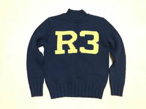 プレミア初期タグ【史上最高/激レア】雰囲気抜群◎RRL wool100％ ”ド渋なＲ3ロゴ”モックネック最高級インターシャニットRalph Lauren