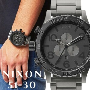 ☆NIXON/ニクソン a0831062 THE 51-30 CHRONO BLACK / GUNMETAL ガンメタル ブラック メンズ ユニセックス 腕時計 クロノ