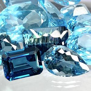 大粒!!〔天然ブルートパーズ18点おまとめ200ct 〕a ルース 裸石 ジュエリー ブルートパーズ jewelry blue topaz DF0 ②