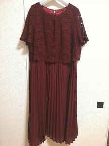 大きめサイズ　オールインワン　ロング ドレス ワンピース　4L　ワインレッド 【MAA-1991】