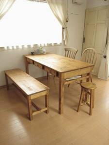 10c…drawers6 dining TABLE pine / notダイニングテーブル長机