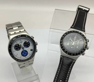 62 難有 Swatch スウォッチ まとめ2点 IRONY アイロニー クォーツ クロノグラフ 白文字盤 黒文字盤 メンズ腕時計 