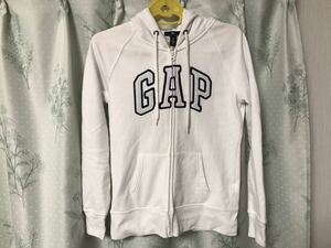 美品 GAP ギャップ フルジップパーカー スウェットパーカー フーディー 白色 ホワイト ロゴ パーカー ジャージ 裏起毛 