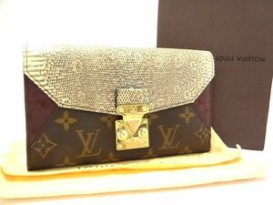 ■希少■極上■本物■極美品■ LOUIS VUITTON ヴィトン N91288 ポルトフォイユモノグラムエキゾチック リザード等 ブラウン系 AJ5102ｍz