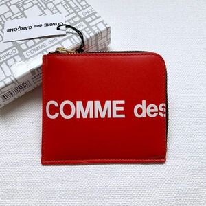 新品 コムデギャルソン HUGE LOGO ロゴ L字型 ジップ 財布 ウォレット コインケース SA3100HL 赤 レッド COMME des GARCONS 送料無料