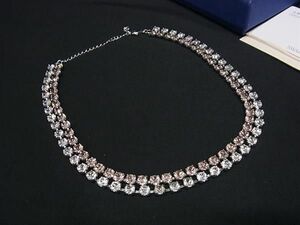 1円 ■美品■ SWAROVSKI スワロフスキー ラインストーン チョーカー ネックレス アクセサリー レディース シルバー系 AW6465