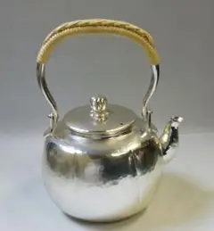 茶道具 銀瓶  湯沸 阿古陀型 銀メッキ 5合  秀峰堂 新品