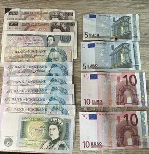 1円スタート！　外国紙幣 旧紙幣 ヨーロッパ 30ユーロ　イギリス56GBP 連番あり