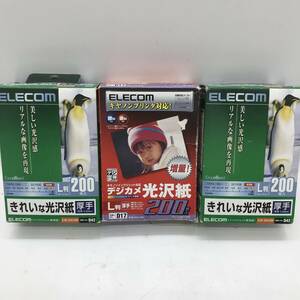 【1円～】デジカメ 光沢紙 まとめ売り 3個セット L判 厚手 ELECOM EJK-GAL200 全500枚【中古品】