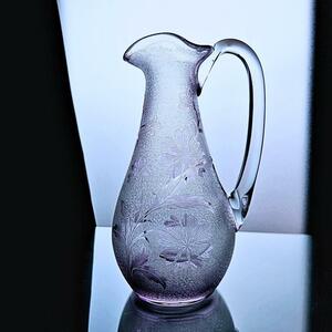 極上オールドサンルイSaint Louis 花模様エッチングの花瓶 エグランチエEglantier デキャンタ 水差し カラフェ 1936