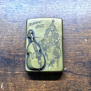 ZIPPO JAZZ コントラバス 立体メタル 真鍮 1995年製