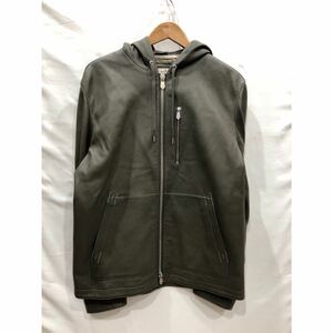 【HERMES】エルメス レザーパーカー ジップアップ ダブルジップ レザー 鹿革 カーキグレー メンズ 50 ts202402