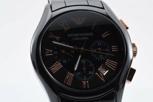 美品 エンポリオアルマーニ ラウンド デイト AR-1410 クォーツ メンズ 腕時計 ARMANI