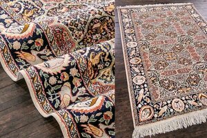 【絨毯】『 ペルシャ絨毯 シルクウール　49万ノット 径225×148.5cm 15991 』 家具 じゅうたん インテリア カーペット ラグ ギャラリ