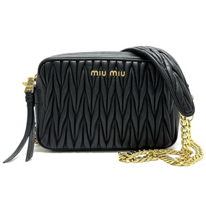 ミュウミュウ MIUMIU マテラッセ バッグ ショルダーバッグ ナッパレザー ブラック 黒 ゴールド金具 チェーンショルダーバッグ