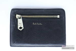 良品★R54 ポールスミス コインケース カードケース パスケース 小銭入れ メンズ 財布 8.5×12×0.5cm ブラック 本革 ヤギガワ