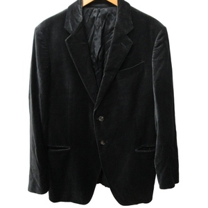 アルマーニ コレツィオーニ ARMANI COLLEZIONI テーラードジャケット ブレザー ベルベット ネーム刺繍 黒 ブラック 50R 約Lサイズ IBO47