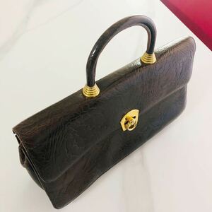 ◆◆◆GIOVANNI ROSSINI ジョバンニ ロッシーニ ハンドバッグ 上質な本革　ゴールド金具　使用感少々　クロコダイル ？