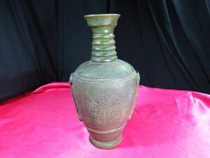 ｃ　緑釉長頸壺　中国　釉薬　陶器　