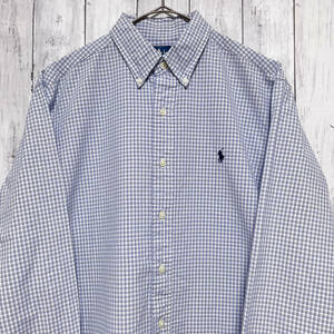 ラルフローレン Ralph Lauren CLASSIC FIT チェックシャツ 長袖シャツ メンズ ワンポイント コットン100% Mサイズ 3‐831