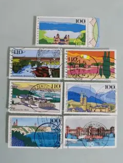 ドイツの大きめの風景切手　７種