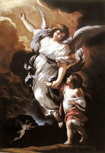 模写油絵　Cortonaの名作_守護天使　MA1152　ユーラシアアート