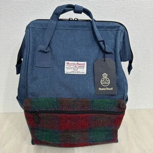 未使用品【HARRIS TWEED/ハリスツイード】チェック リュック バックパック リュックサック バッグ ブルー系