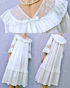 TY3-370◇//光沢感あり♪ゆったり105/XL～サイズ♪美しい透けlace♪清楚なホワイトナイトウェア※一番安価な送料はゆうパケットなら250円♪