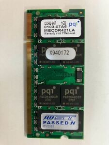 送料無料 pqi 1GB メモリ 1枚 DDR2-667 PC2-5300 0103-07A6 SO-DIMM 200pin ノート PC 用 MECDR421LA MV2383 画像参照 NC NR (在庫2有)