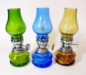 ◆ オイルランプ ◆ 緑、青、茶の 3種類 /高さ 10.3 cm