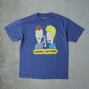 【レア】 MTV BEAVIS & BUTT-HEAD　Tシャツ ネイビー系　2014年製 オフィシャル L　アメコミ アメカジ USA古着