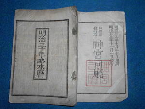 即決　天文暦学書、明治期和本1897(明治30）年『略本暦』明治期暦、明治の暦 旧暦、太陽暦本略、太陽暦八卦、卜占、陰陽師 、二十八宿、