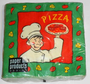 送料無料 新品 ドイツ製 ペーパーナプキン 20枚入 ピザとコックさん PIZZA ★条件付新品ウッドスプーン 10本セットあり
