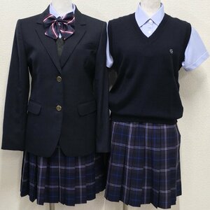 A678/L(中古/箱)東京都 東京立正高校 女子制服11点 /M/W66/丈51/ブレザー/セーター/ベスト/スカート/リボン/靴下/リュック/卒業生品